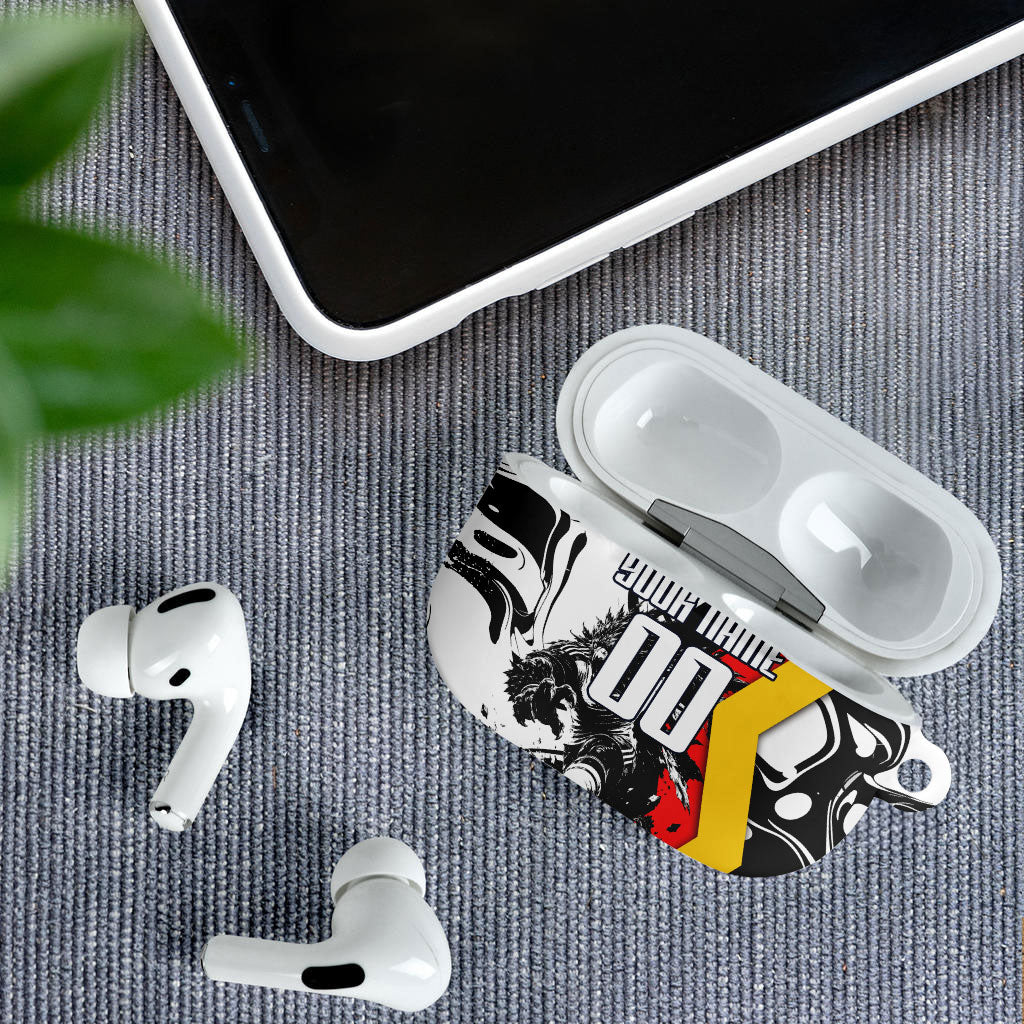 Personalized Germany Football 2026 Eagle Mascot AirPods Case German Flag Heritage - Soccer Ball Burst
