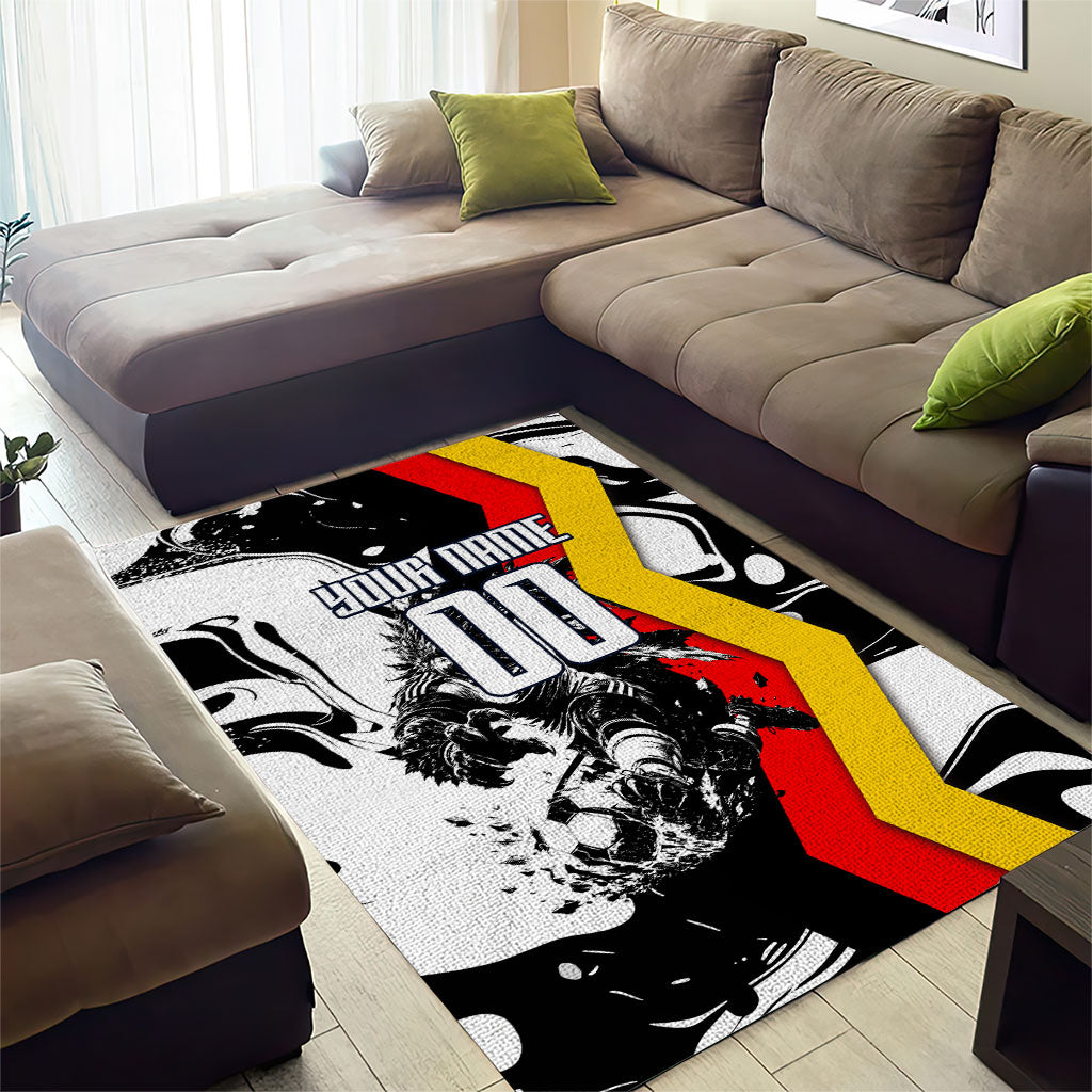 Personalized Germany Football 2026 Eagle Mascot Area Rug German Flag Heritage - Soccer Ball Burst