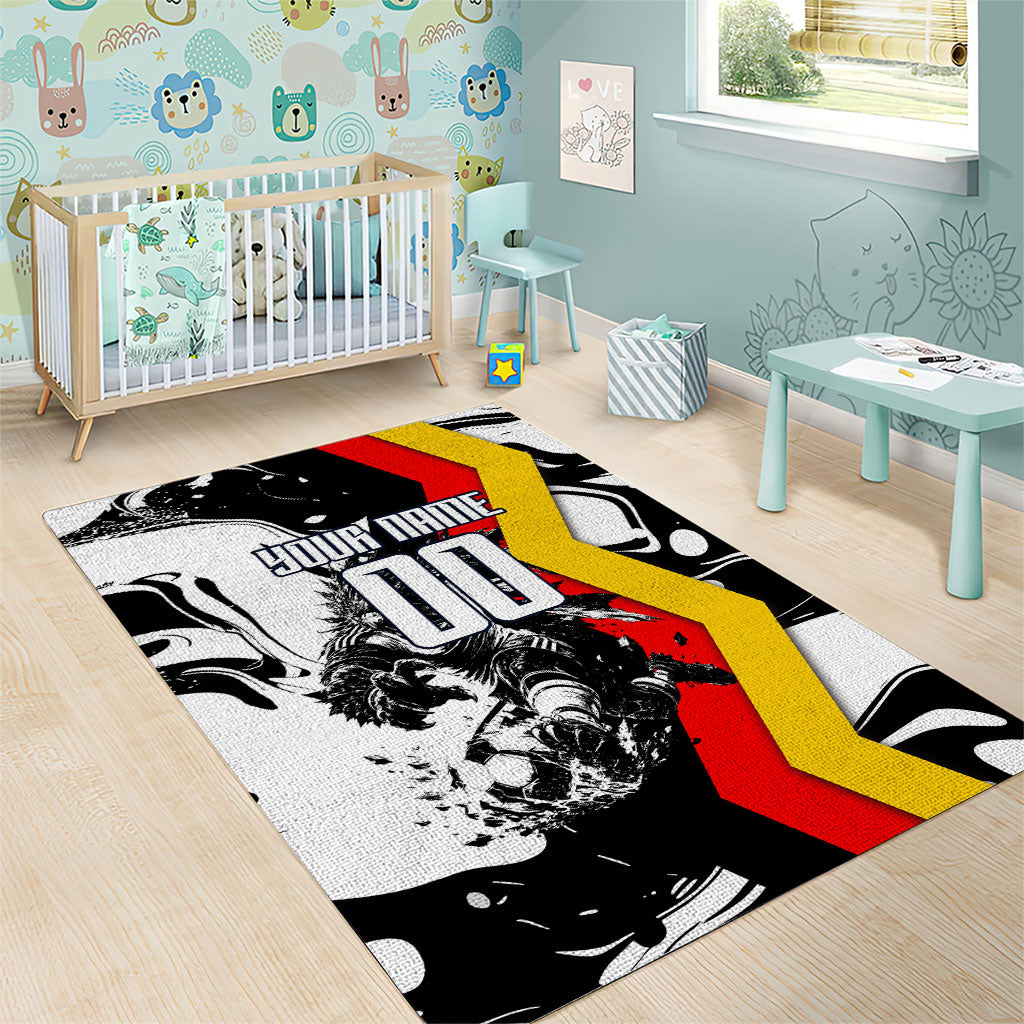 Personalized Germany Football 2026 Eagle Mascot Area Rug German Flag Heritage - Soccer Ball Burst