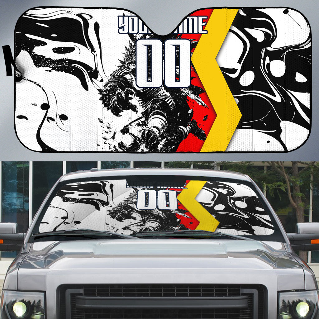 Personalized Germany Football 2026 Eagle Mascot Auto Sun Shade German Flag Heritage - Soccer Ball Burst