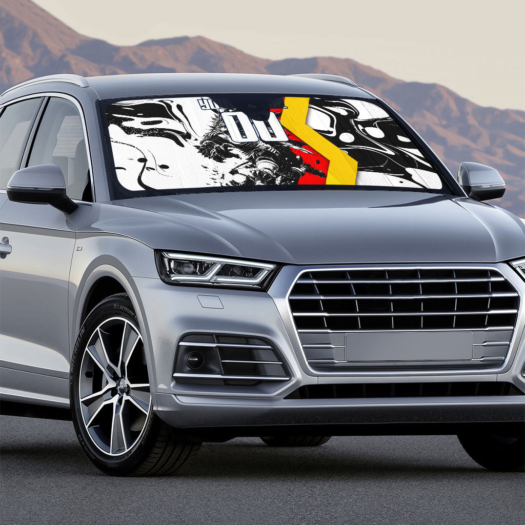 Personalized Germany Football 2026 Eagle Mascot Auto Sun Shade German Flag Heritage - Soccer Ball Burst