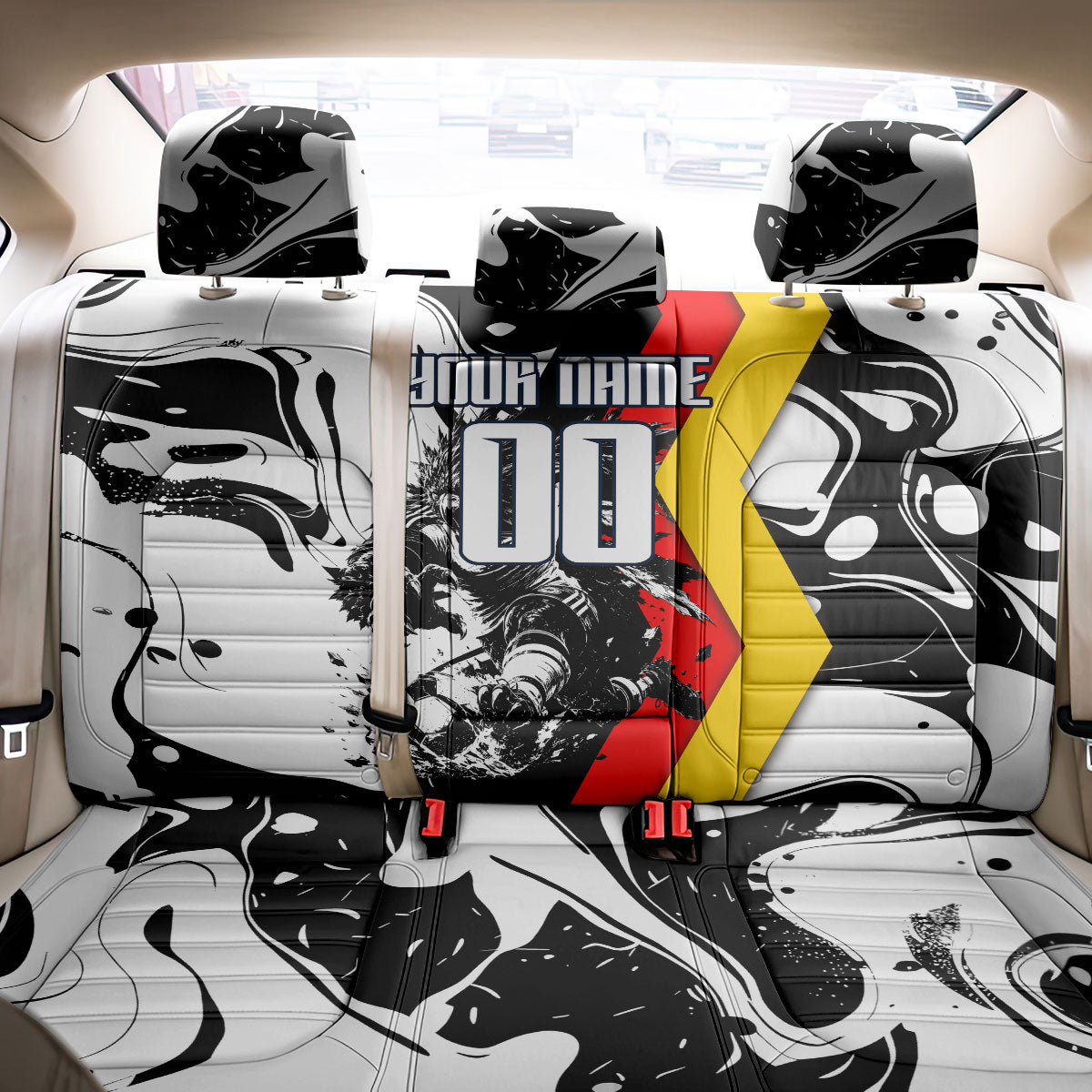 Personalized Germany Football 2026 Eagle Mascot Back Car Seat Cover German Flag Heritage - Soccer Ball Burst