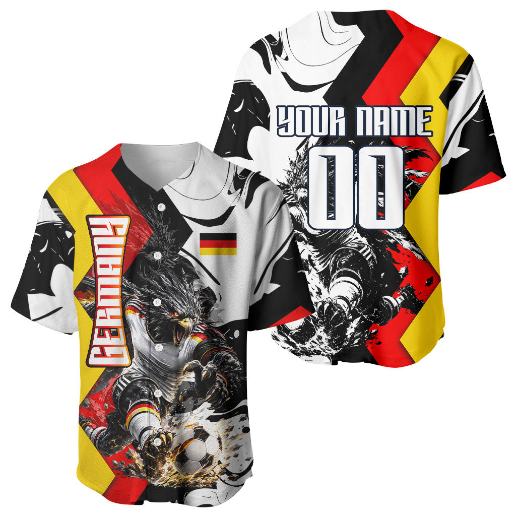 Personalized Germany Football 2026 Eagle Mascot Baseball Jersey German Flag Heritage - Soccer Ball Burst