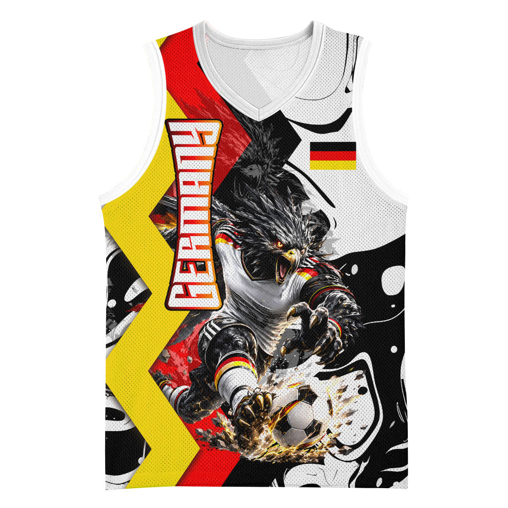 Personalized Germany Football 2026 Eagle Mascot Basketball Jersey German Flag Heritage - Soccer Ball Burst