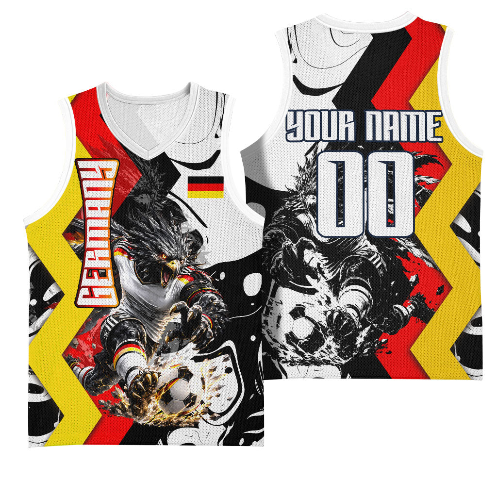 Personalized Germany Football 2026 Eagle Mascot Basketball Jersey German Flag Heritage - Soccer Ball Burst