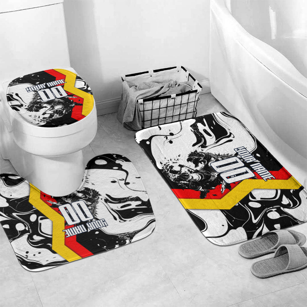 Personalized Germany Football 2026 Eagle Mascot Bathroom Set German Flag Heritage - Soccer Ball Burst
