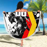 Personalized Germany Football 2026 Eagle Mascot Beach Blanket German Flag Heritage - Soccer Ball Burst