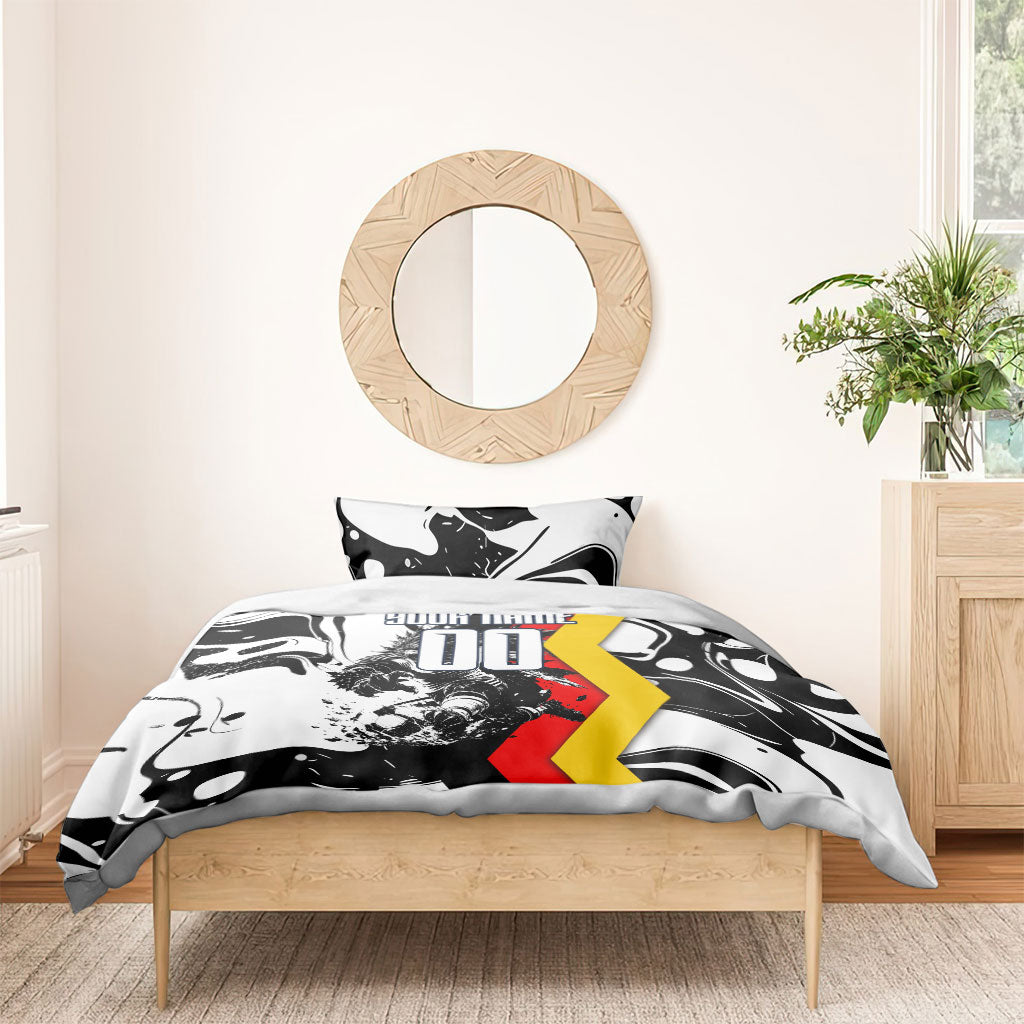 Personalized Germany Football 2026 Eagle Mascot Bedding Set German Flag Heritage - Soccer Ball Burst