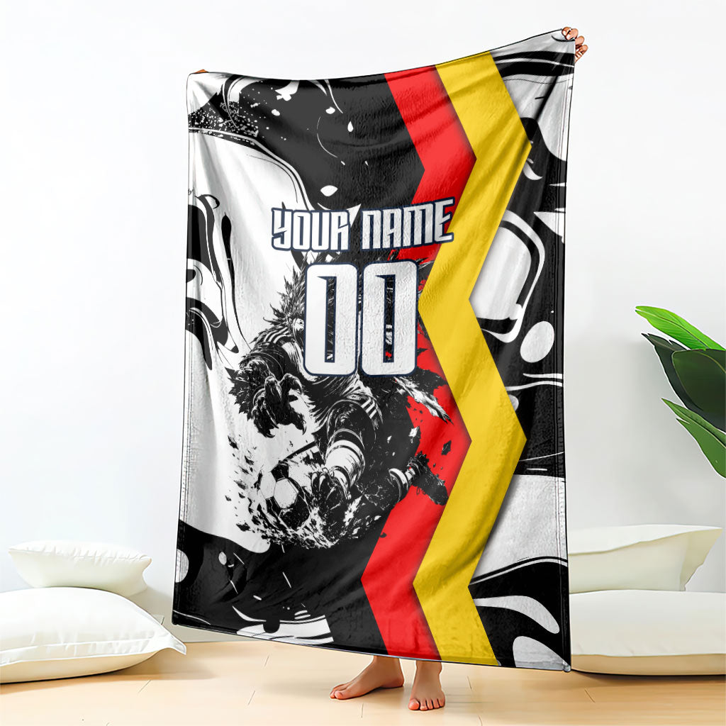 Personalized Germany Football 2026 Eagle Mascot Blanket German Flag Heritage - Soccer Ball Burst