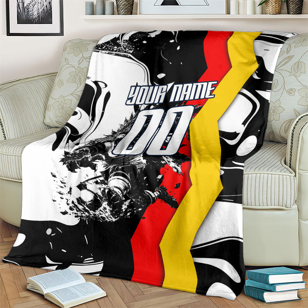 Personalized Germany Football 2026 Eagle Mascot Blanket German Flag Heritage - Soccer Ball Burst