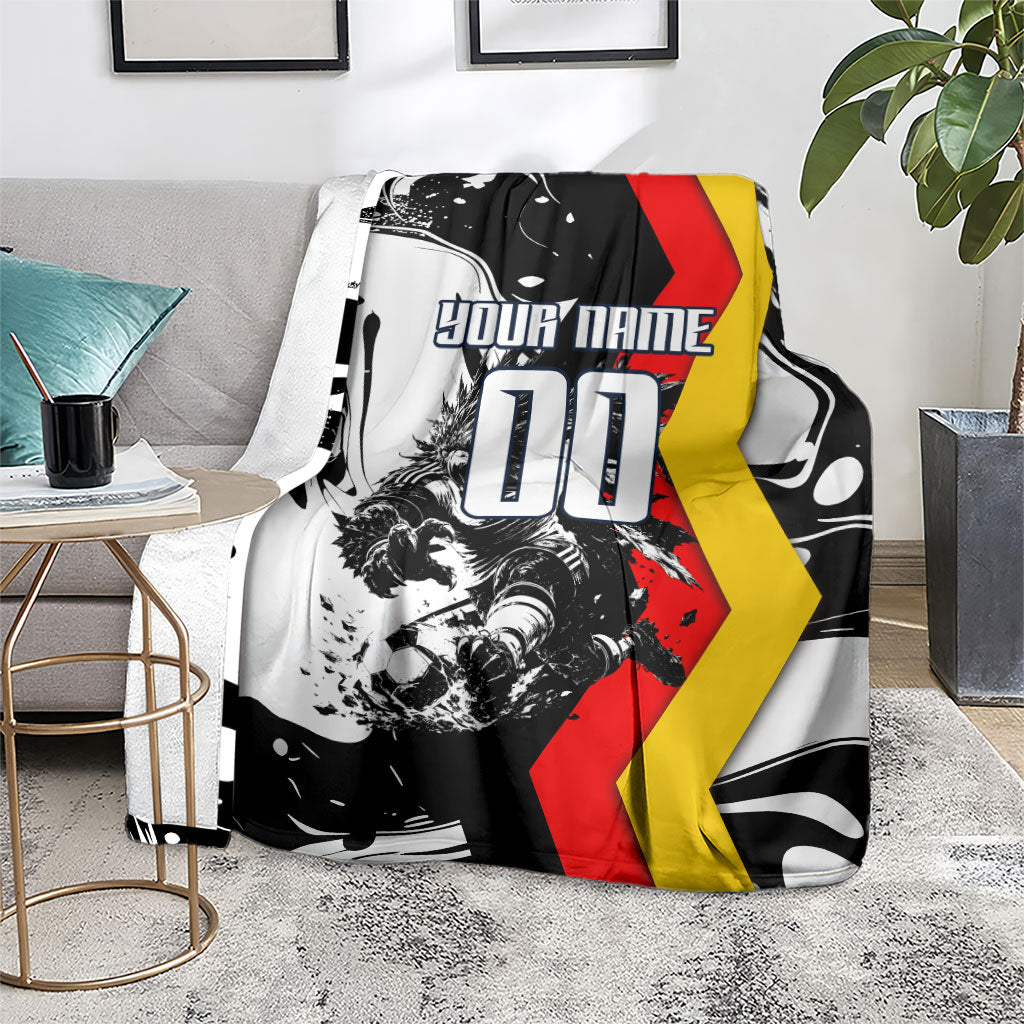 Personalized Germany Football 2026 Eagle Mascot Blanket German Flag Heritage - Soccer Ball Burst
