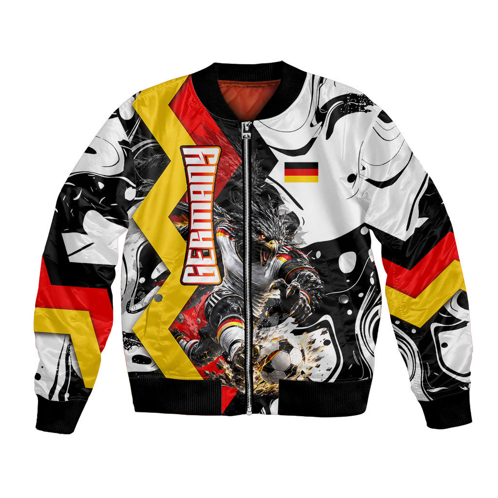 Personalized Germany Football 2026 Eagle Mascot Bomber Jacket German Flag Heritage - Soccer Ball Burst