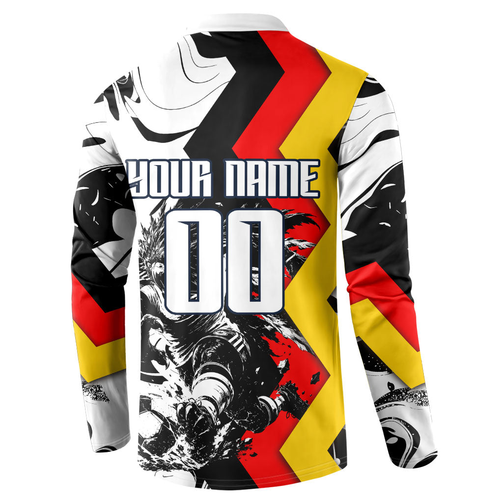 Personalized Germany Football 2026 Eagle Mascot Button Sweatshirt German Flag Heritage - Soccer Ball Burst