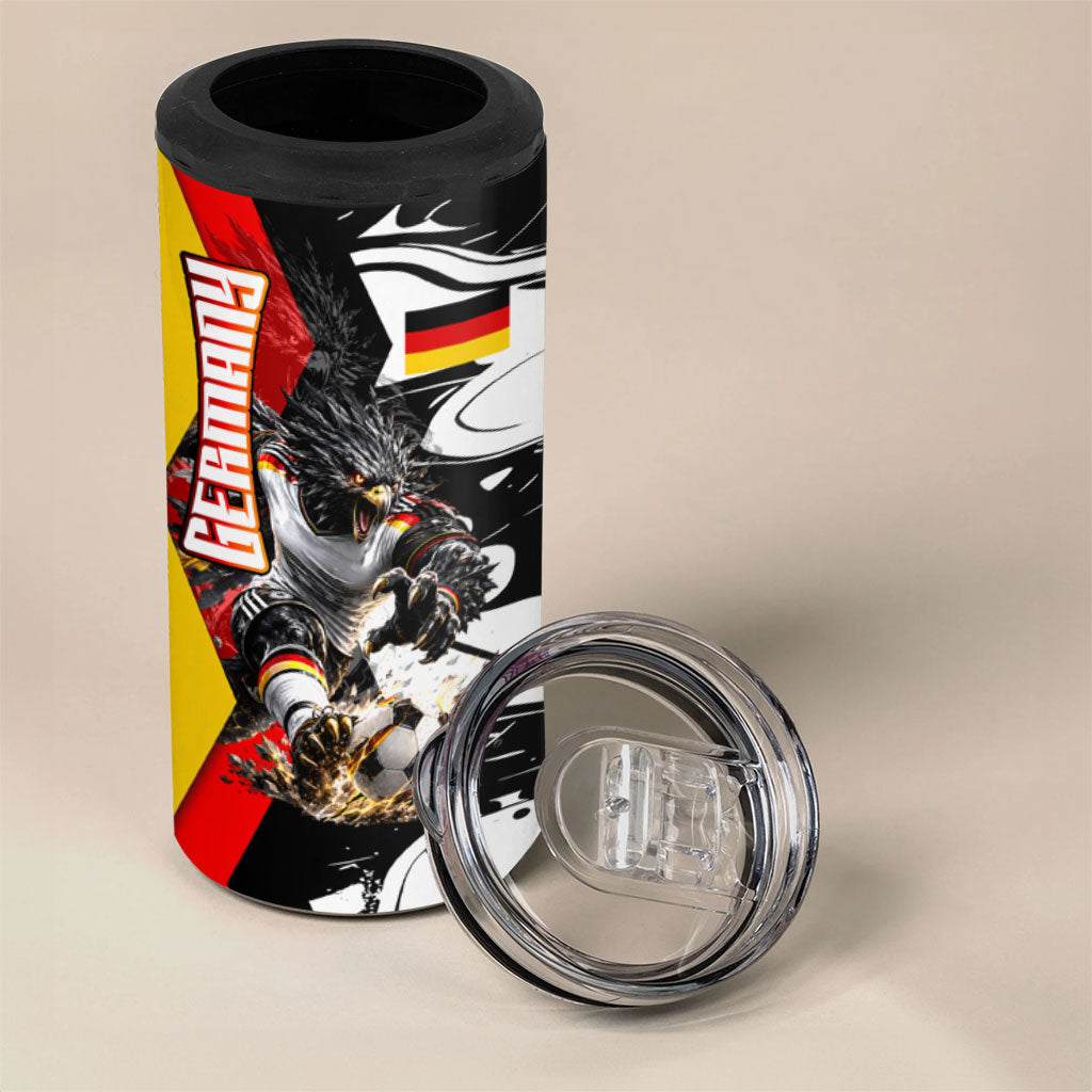 Personalized Germany Football 2026 Eagle Mascot 4 in 1 Can Cooler Tumbler German Flag Heritage - Soccer Ball Burst