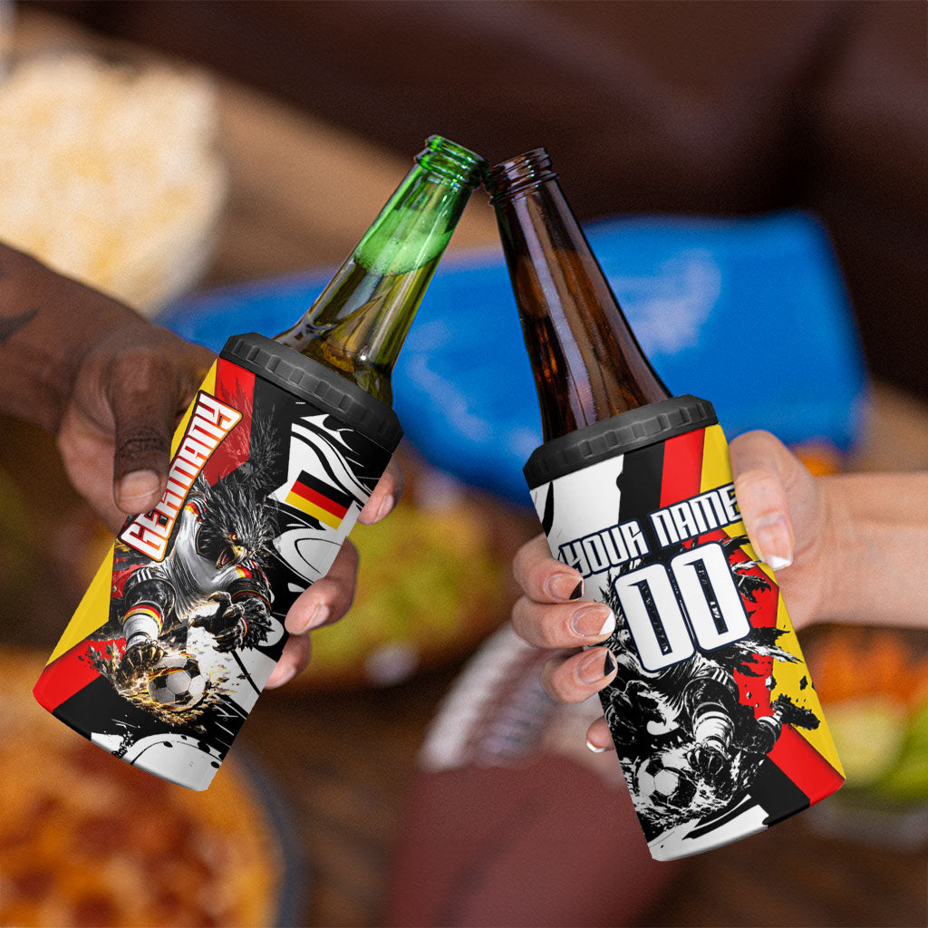 Personalized Germany Football 2026 Eagle Mascot 4 in 1 Can Cooler Tumbler German Flag Heritage - Soccer Ball Burst
