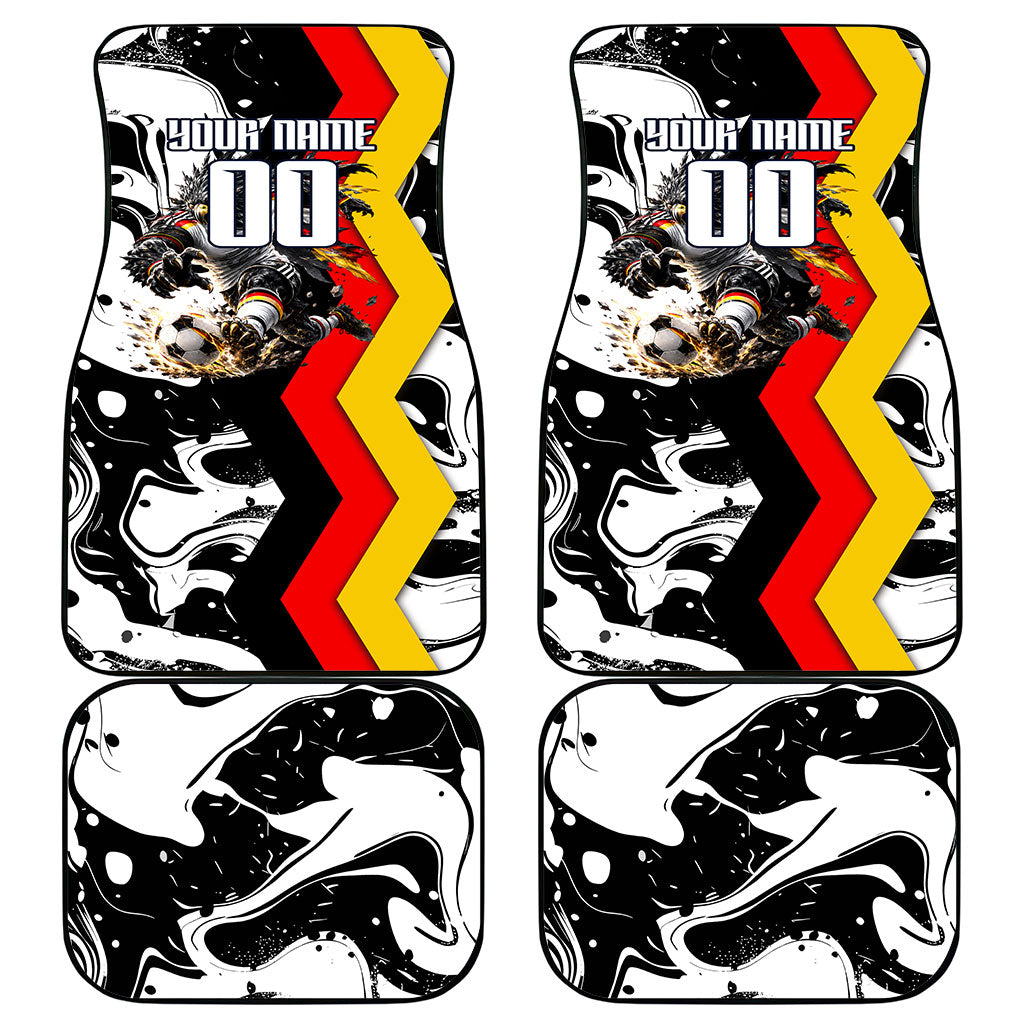 Personalized Germany Football 2026 Eagle Mascot Car Mats German Flag Heritage - Soccer Ball Burst