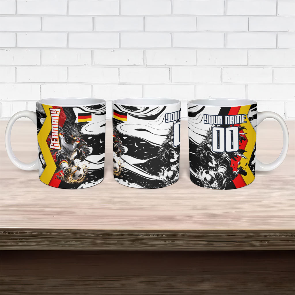 Personalized Germany Football 2026 Eagle Mascot Ceramic Mug German Flag Heritage - Soccer Ball Burst
