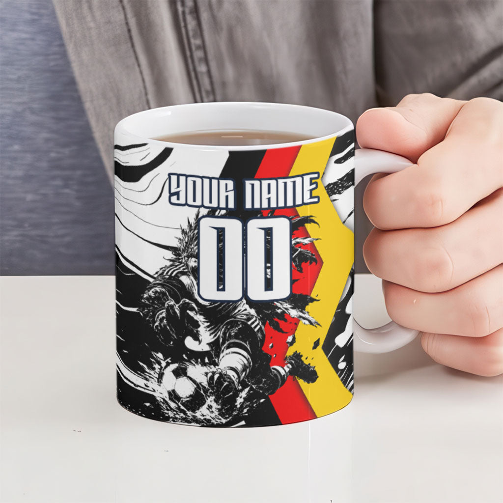 Personalized Germany Football 2026 Eagle Mascot Ceramic Mug German Flag Heritage - Soccer Ball Burst