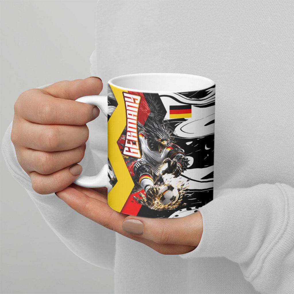 Personalized Germany Football 2026 Eagle Mascot Ceramic Mug German Flag Heritage - Soccer Ball Burst