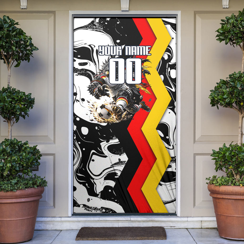 Personalized Germany Football 2026 Eagle Mascot Door Cover German Flag Heritage - Soccer Ball Burst