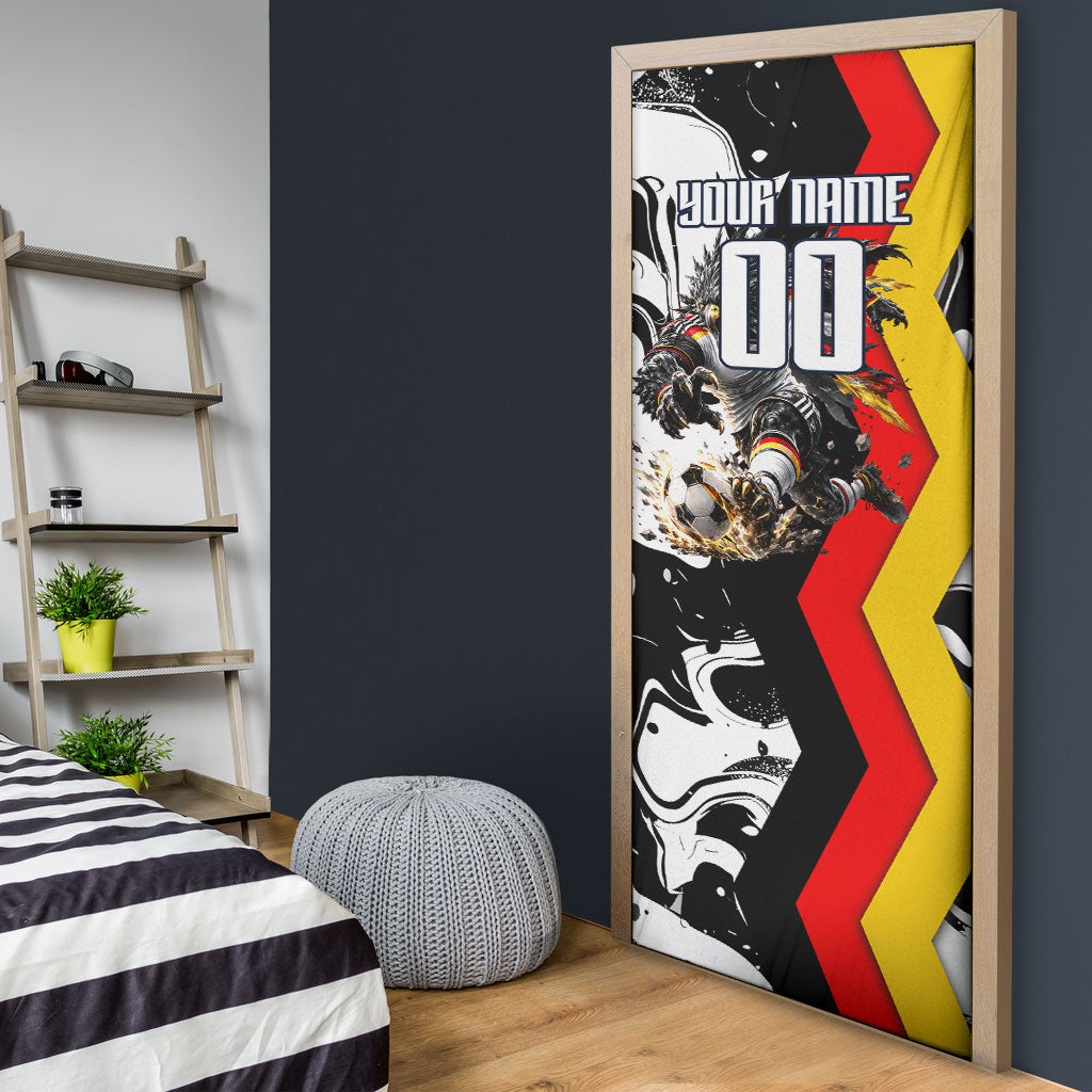 Personalized Germany Football 2026 Eagle Mascot Door Cover German Flag Heritage - Soccer Ball Burst