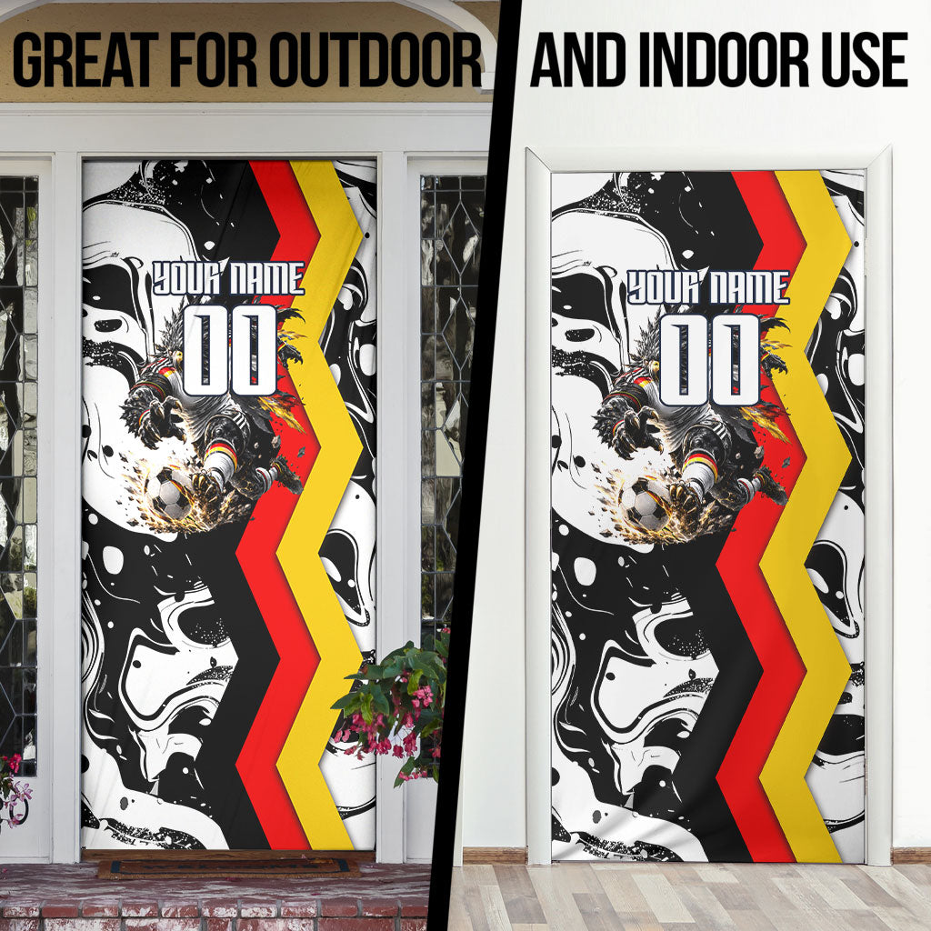 Personalized Germany Football 2026 Eagle Mascot Door Cover German Flag Heritage - Soccer Ball Burst