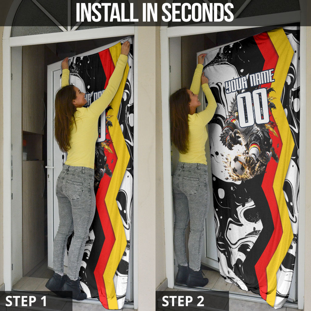 Personalized Germany Football 2026 Eagle Mascot Door Cover German Flag Heritage - Soccer Ball Burst