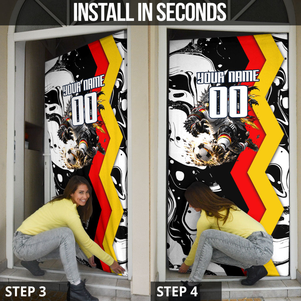 Personalized Germany Football 2026 Eagle Mascot Door Cover German Flag Heritage - Soccer Ball Burst