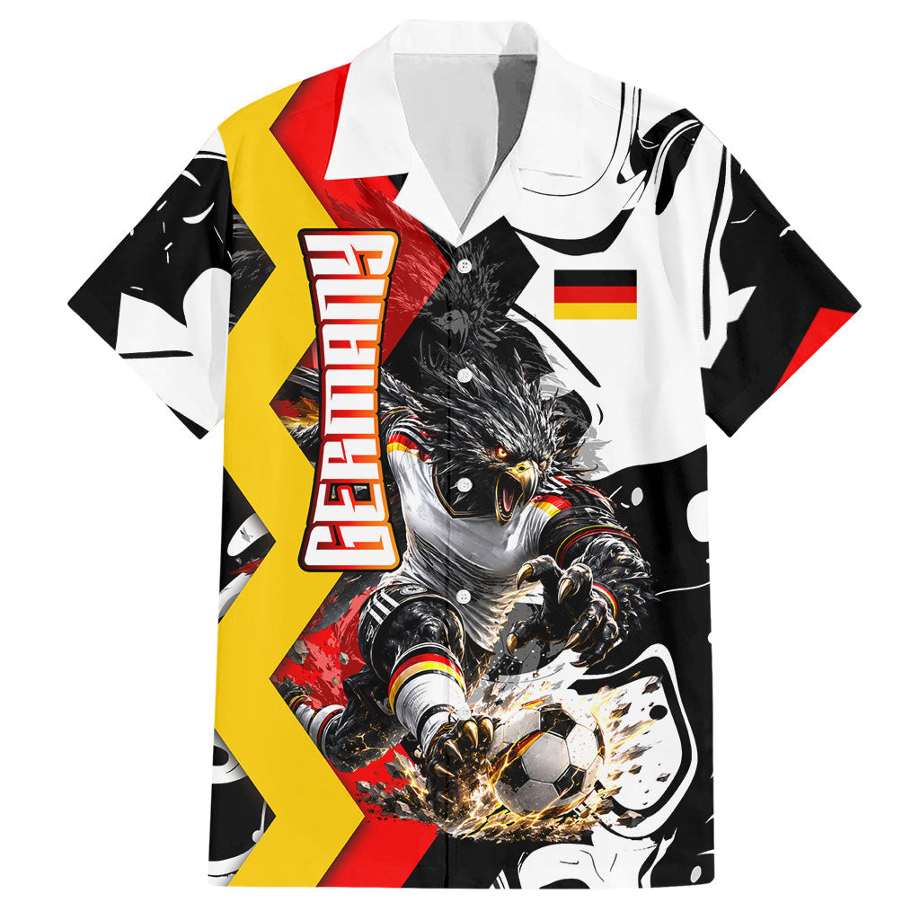 Personalized Germany Football 2026 Eagle Mascot Hawaiian Shirt German Flag Heritage - Soccer Ball Burst