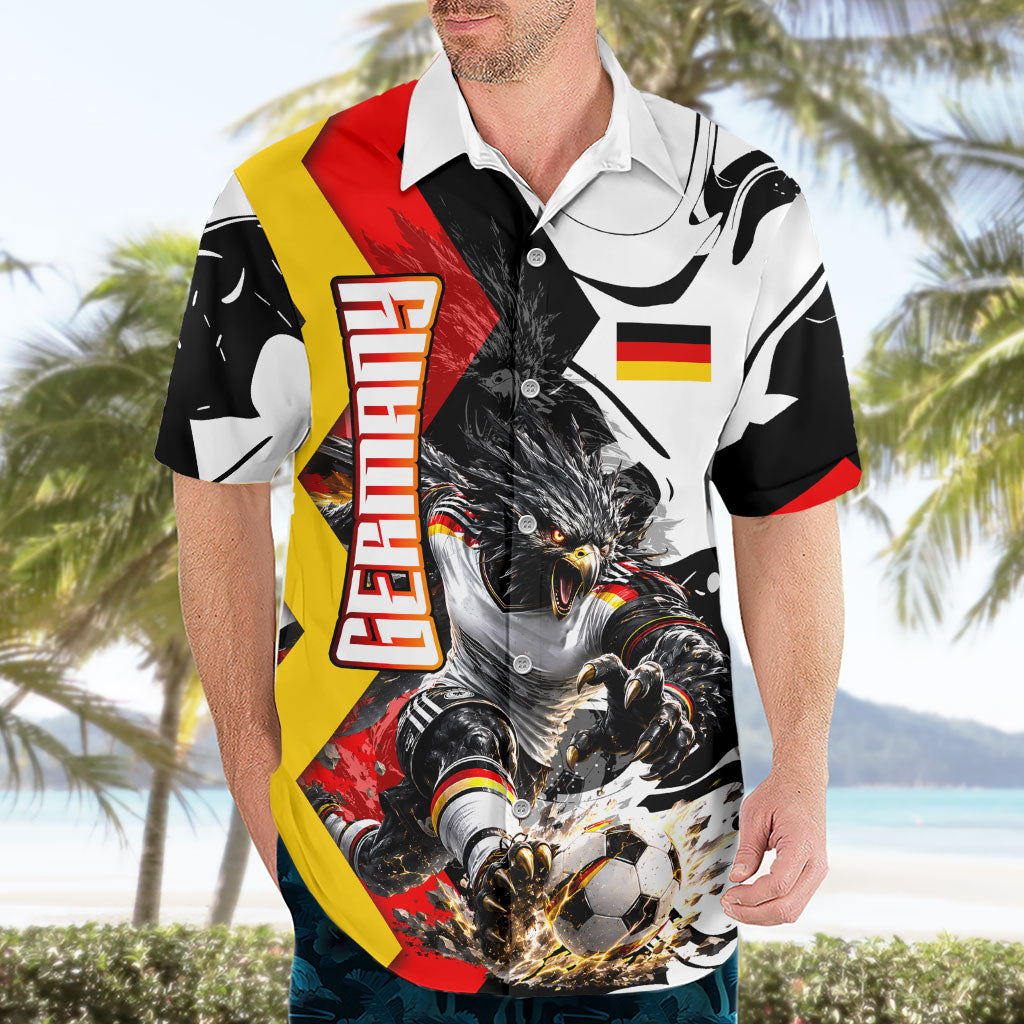 Personalized Germany Football 2026 Eagle Mascot Hawaiian Shirt German Flag Heritage - Soccer Ball Burst
