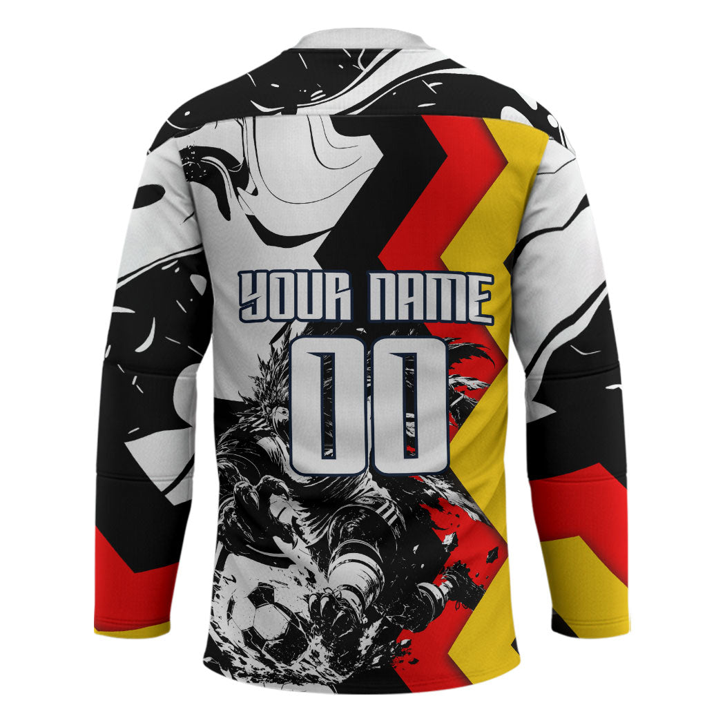 Personalized Germany Football 2026 Eagle Mascot Hockey Jersey German Flag Heritage - Soccer Ball Burst