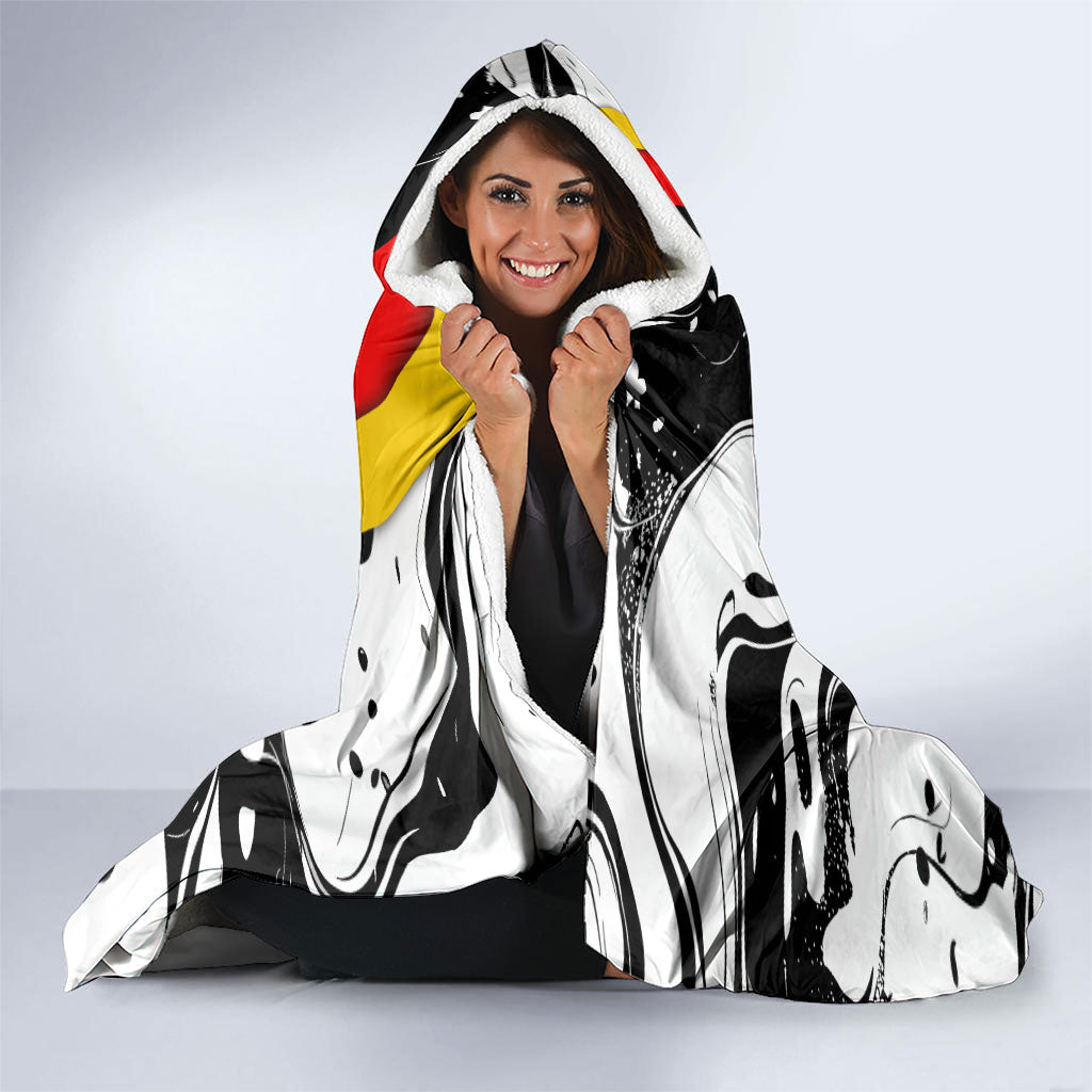 Personalized Germany Football 2026 Eagle Mascot Hooded Blanket German Flag Heritage - Soccer Ball Burst