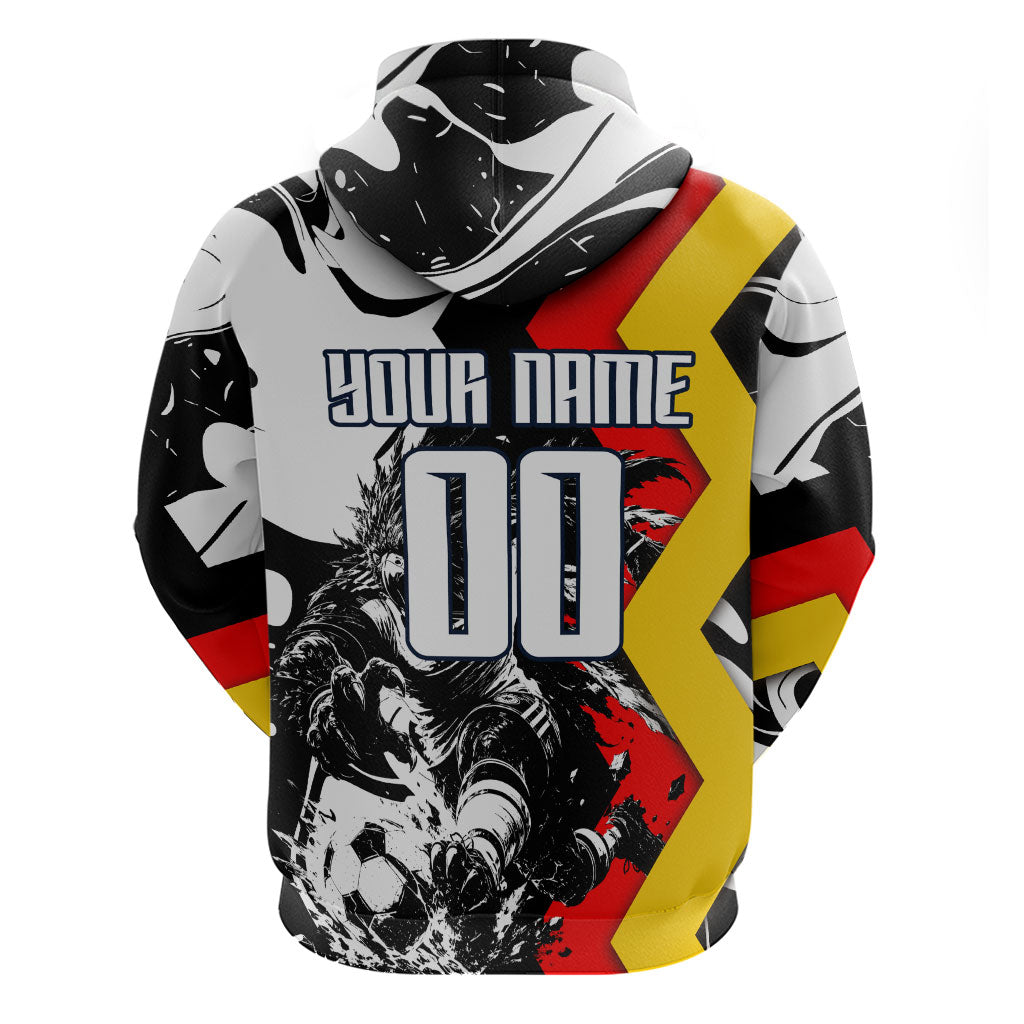 Personalized Germany Football 2026 Eagle Mascot Hoodie German Flag Heritage - Soccer Ball Burst