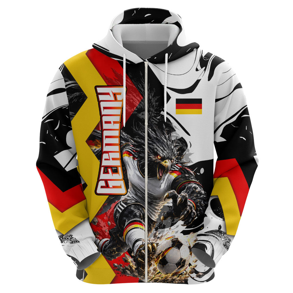 Personalized Germany Football 2026 Eagle Mascot Hoodie German Flag Heritage - Soccer Ball Burst