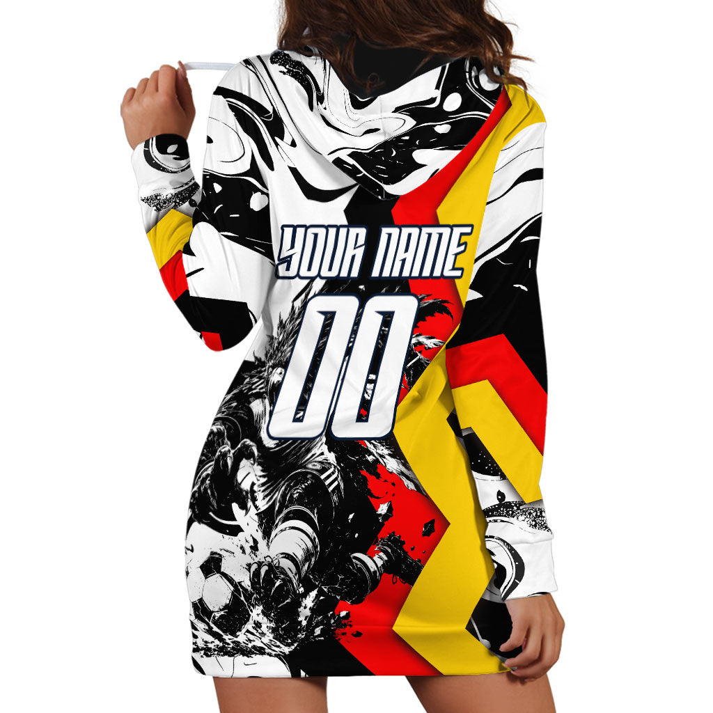 Personalized Germany Football 2026 Eagle Mascot Hoodie Dress German Flag Heritage - Soccer Ball Burst