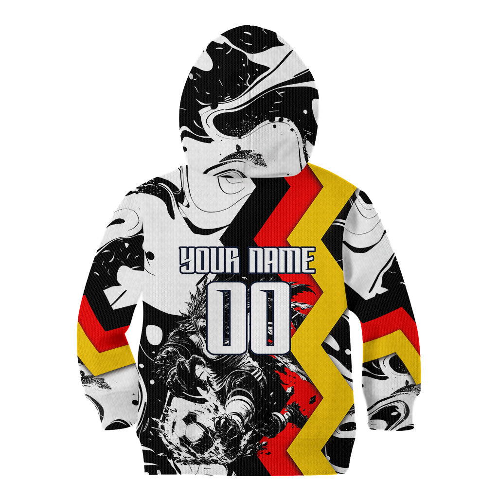 Personalized Germany Football 2026 Eagle Mascot Kid Hoodie German Flag Heritage - Soccer Ball Burst