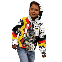Personalized Germany Football 2026 Eagle Mascot Kid Hoodie German Flag Heritage - Soccer Ball Burst