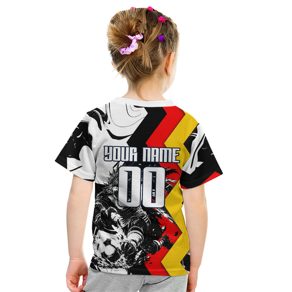 Personalized Germany Football 2026 Eagle Mascot Kid T Shirt German Flag Heritage - Soccer Ball Burst