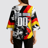 Personalized Germany Football 2026 Eagle Mascot Kimono Sleeve Blouse German Flag Heritage - Soccer Ball Burst