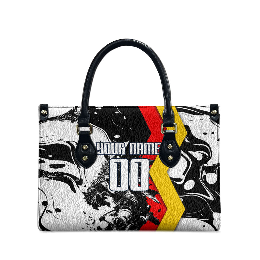 Personalized Germany Football 2026 Eagle Mascot Leather Bag German Flag Heritage - Soccer Ball Burst