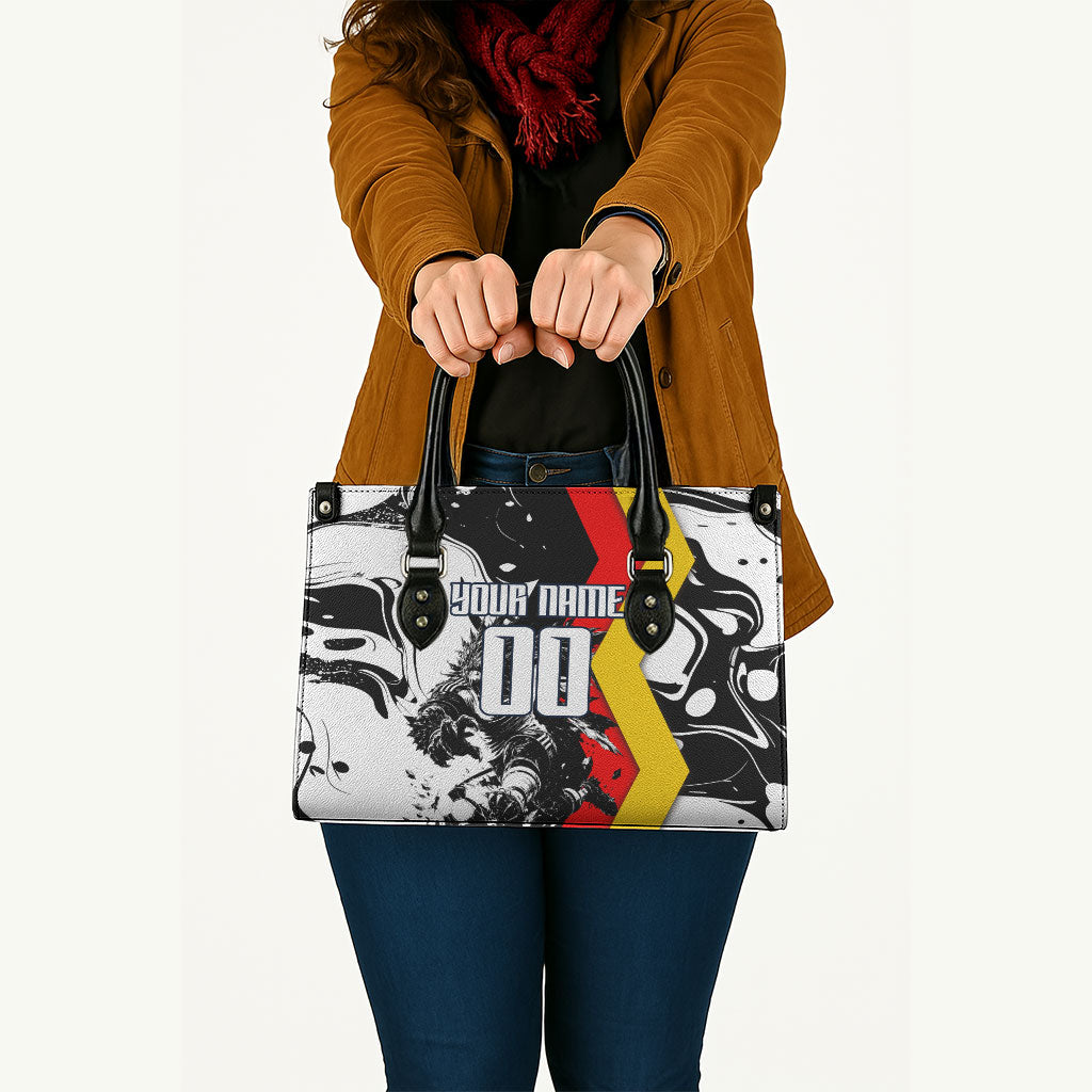 Personalized Germany Football 2026 Eagle Mascot Leather Bag German Flag Heritage - Soccer Ball Burst