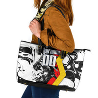 Personalized Germany Football 2026 Eagle Mascot Leather Tote Bag German Flag Heritage - Soccer Ball Burst