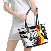 Personalized Germany Football 2026 Eagle Mascot Leather Tote Bag German Flag Heritage - Soccer Ball Burst