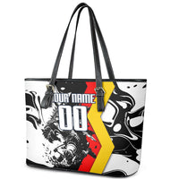 Personalized Germany Football 2026 Eagle Mascot Leather Tote Bag German Flag Heritage - Soccer Ball Burst