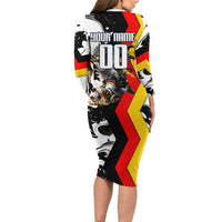 Personalized Germany Football 2026 Eagle Mascot Long Sleeve Bodycon Dress German Flag Heritage - Soccer Ball Burst