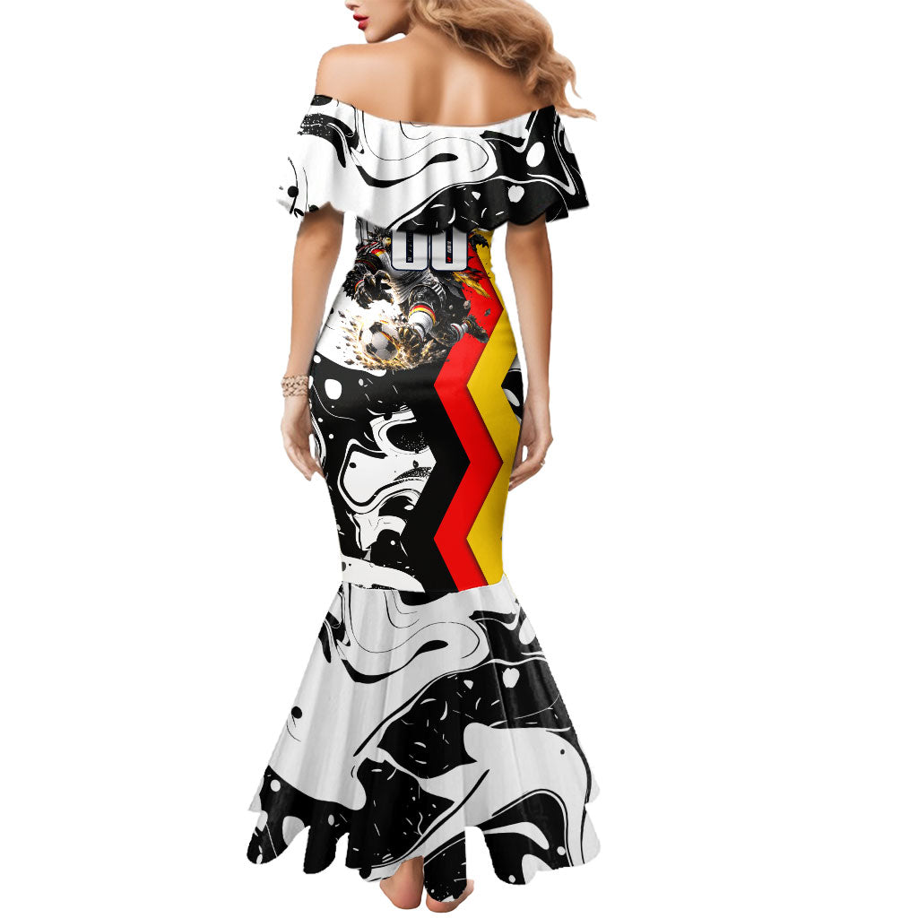 Personalized Germany Football 2026 Eagle Mascot Mermaid Dress German Flag Heritage - Soccer Ball Burst