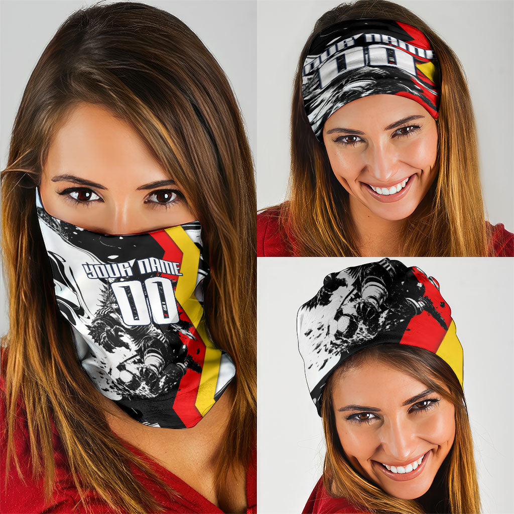 Personalized Germany Football 2026 Eagle Mascot Neck Gaiter German Flag Heritage - Soccer Ball Burst