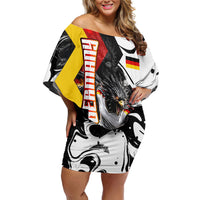 Personalized Germany Football 2026 Eagle Mascot Off Shoulder Short Dress German Flag Heritage - Soccer Ball Burst