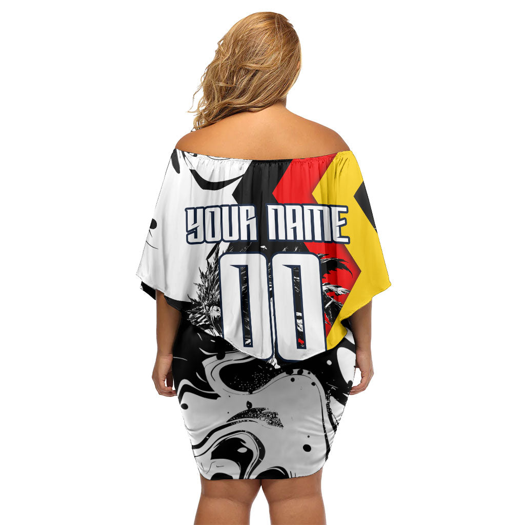 Personalized Germany Football 2026 Eagle Mascot Off Shoulder Short Dress German Flag Heritage - Soccer Ball Burst