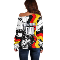 Personalized Germany Football 2026 Eagle Mascot Off Shoulder Sweater German Flag Heritage - Soccer Ball Burst